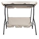 Dondolo da Giardino 3 Posti 170x110x160 cm con Tetto Parasole in Acciaio e Poliestere Avorio      
