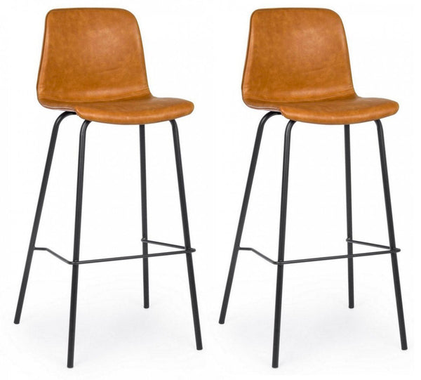 prezzo Lot de 2 tabourets de bar 39x44x103,5h cm Kyra Pu Vintage Cuir
