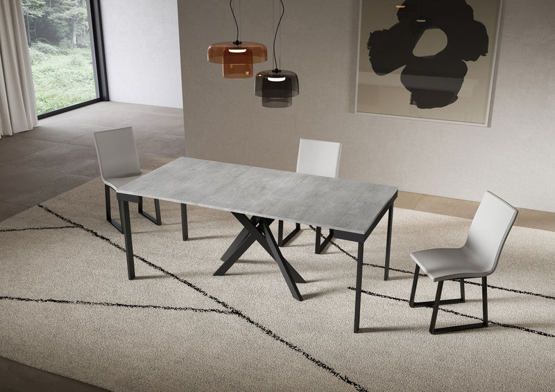 Consolle Allungabile 90-300x40x77 cm Saki Evolution Cemento Gambe Antracite 