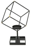 Portacandele Bright Square 17x10x27 cm in Ferro Nero e Oro