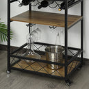 Carrello da Cucina 77x44,5x91 cm 3 Ripiani Portabicchieri e Ruote in Legno e Metallo 