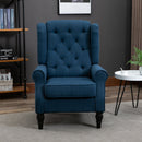 Poltrona per Salotto in Stile Francese con Seduta Imbottita e Cuscini 74x86x102 cm in Poliestere Blu