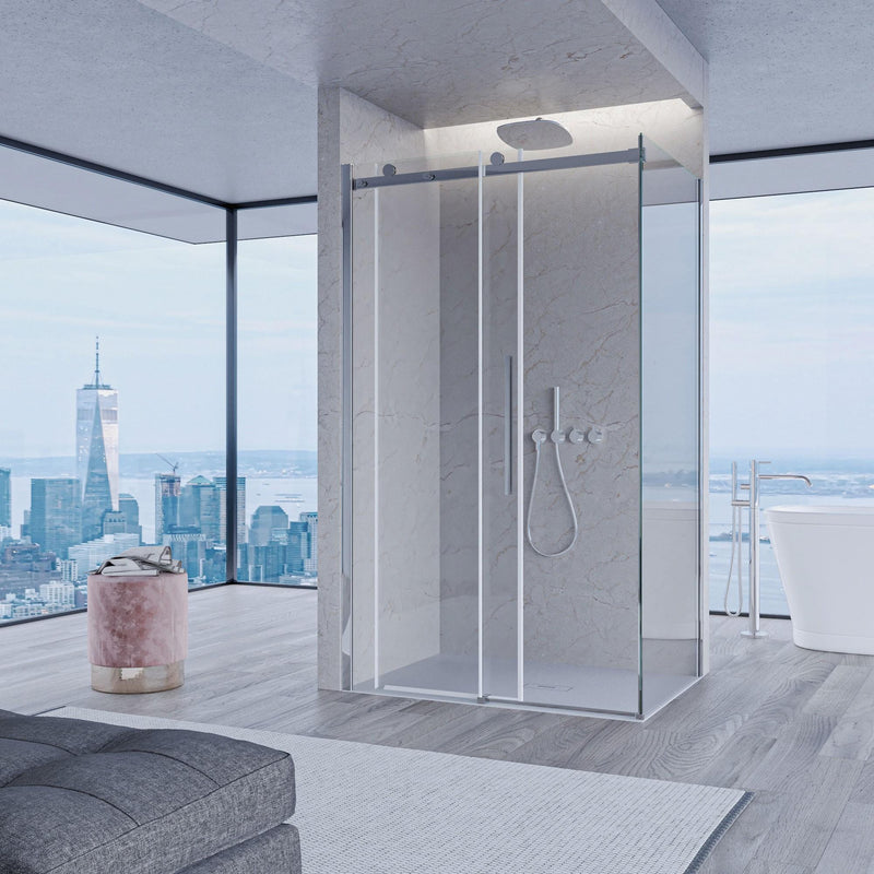 Box Doccia Angolare 1 Anta Scorrevole in Cristallo Trasparente 8mm H195 Bonussi Alina Varie Misure