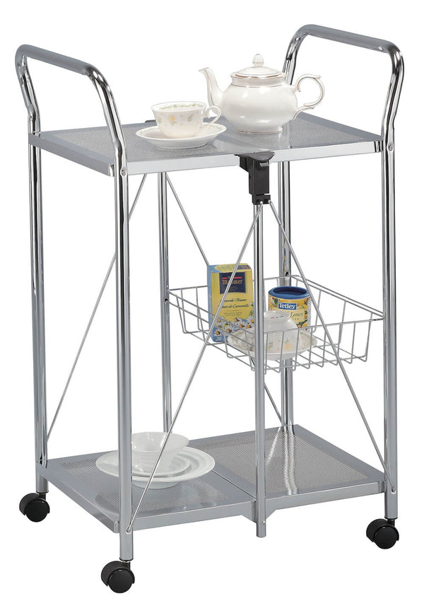 Tosini TA019C Chariot de Cuisine Pliant en Acier Chromé sconto