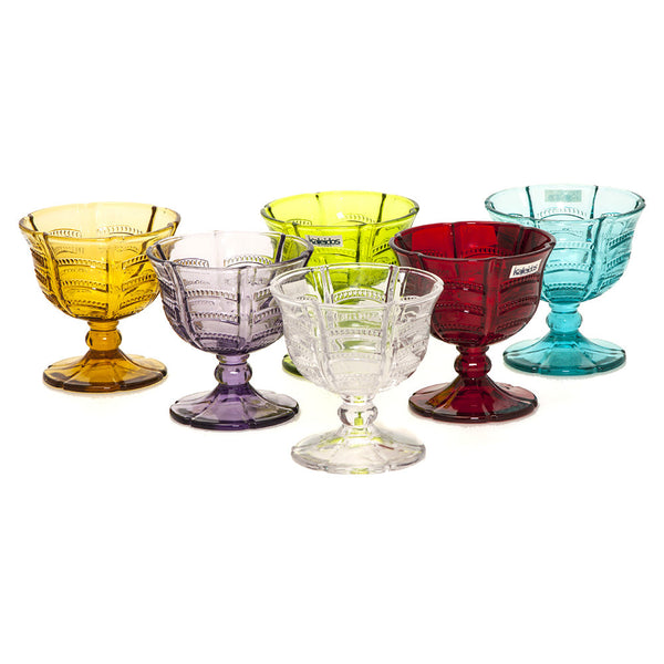 Lot de 6 coupes à glace cocktail Louxor Macédoine en verre coloré Kaleidos acquista