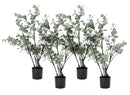 Set 4 Piante Artificiali con Vaso 53x43x82 cm Eucalipto in Plastica