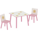 Set Tavolino e 2 Sedie per Bambini 3-8 Anni in MDF Fantasia con Animali Rosa      