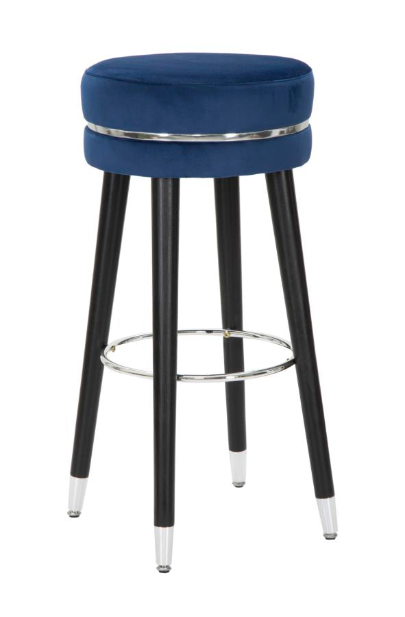 online Tabouret de Bar Paris Ø35x74 cm en Bois et Tissu Velours Bleu