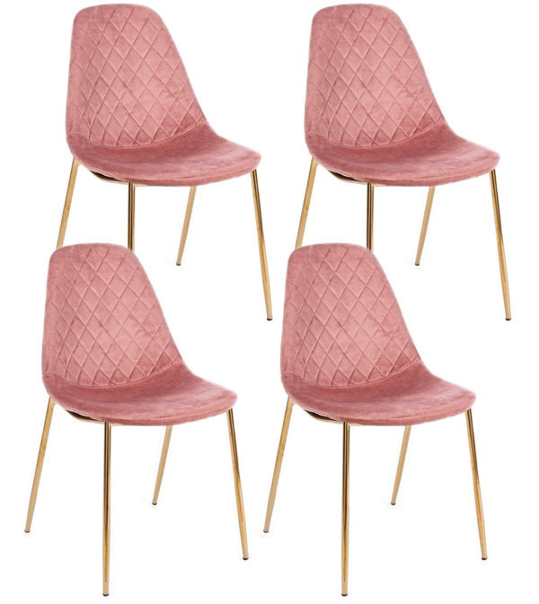 online Lot de 4 chaises rembourrées 48x55x85 cm Terry en velours rose