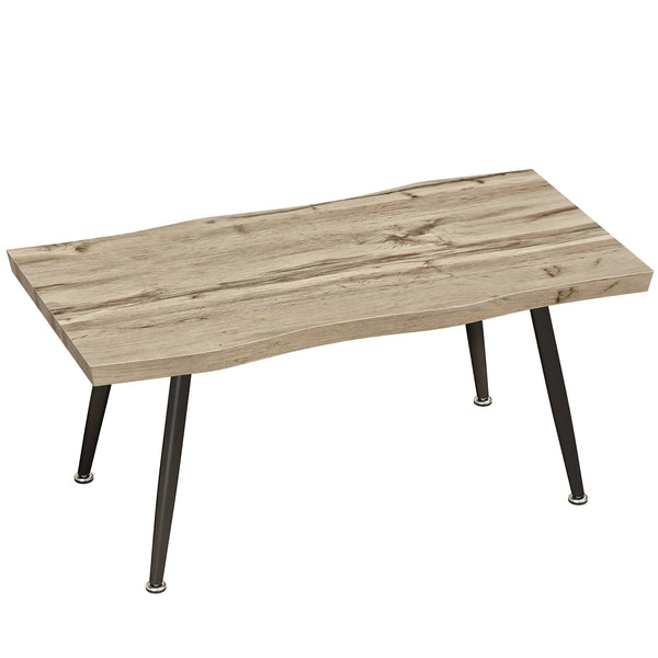 Tavolino da Caffè Stile Nordico 100x50x45 cm con Piedini Regolabili in Legno e Acciaio Nero e Rovere sconto