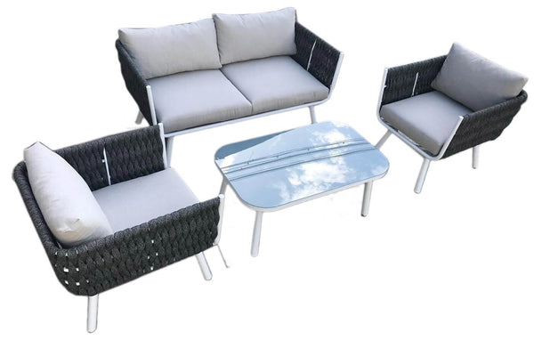 prezzo Ensemble Salon de Jardin en Aluminium Canapé 2 Fauteuils et Table Basse Vorghini Stockholm