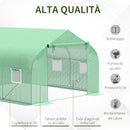 Serra da Giardino 3.5x3x2m Serra con Tetto a Spiovente in PE per Piante Verde 