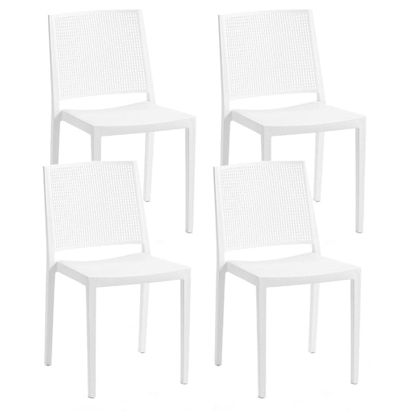 online Lot de 4 Chaises Empilables 81x46x56 cm en Polypropylène et Fibre de Verre Porto Bianco