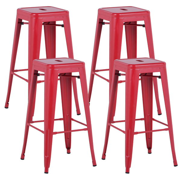 Set 4 Sgabelli da Bar Alto in Metallo Victoria Rosso acquista