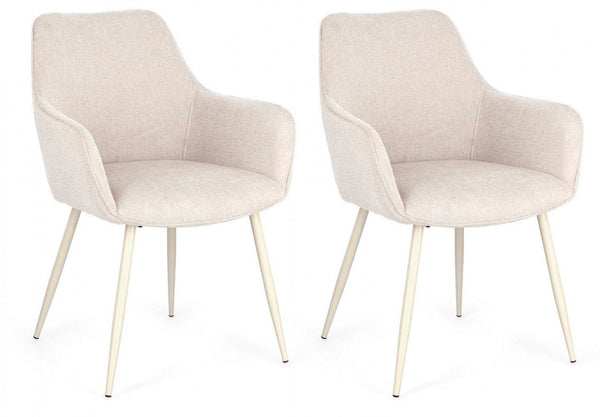online Lot de 2 chaises Cora 58x63x85,5 cm en tissu beige et beige
