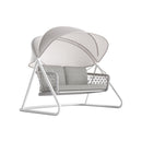Dondolo da Giardino 2 Posti 185x137x154 cm  con Tettuccio Parasole Regolabile Muses Grigio