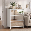 Cassettiera a Specchio Moderna 60x35x80 cm con 3 Cassetti in Pannello Truciolato e Vetro Bianca      