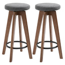 Set 2 Sgabelli da Bar Imbottiti 41x41x69 cm in Legno e Tessuto Grigio