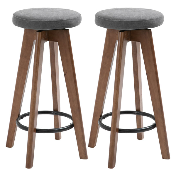 online Lot de 2 Tabourets de Bar Rembourrés 41x41x69 cm en Bois et Tissu Gris