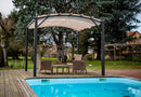 Pergola da Giardino 3,4x3,3x2,4 m in Alluminio con Telo di Copertura 140g/mq Ruggine