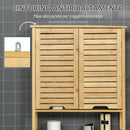 Mobile Sopra WC Salvaspazio 60x23x173 cm in MDF e Bambù Naturale