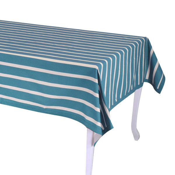 acquista Tovaglia Rettangolare 140x240 cm in Cotone 180 GSM Pop Righe Blu Petrolio