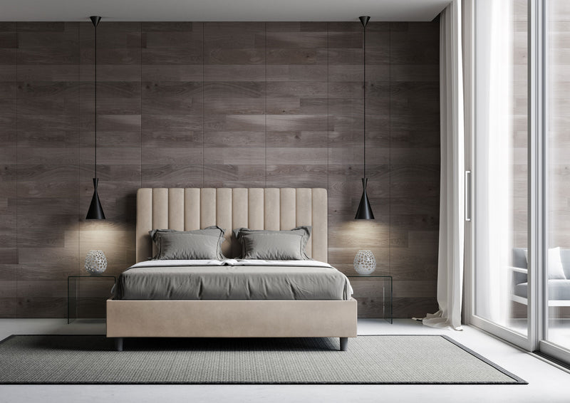 Letto Matrimoniale con Alzata Comoda Imbottito in Microfibra Agueda Sabbia Varie Misure