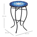 Tavolino da Giardino Ø35,5x53,5 cm in Metallo con Mosaico Blu