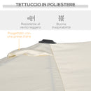 Ombrellone Doppio 150x295x170-214 cm Inclinabile e Regolabile in Poliestere e Metallo Crema  