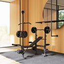 Panca Palestra Multifunzione Regolabile con Rack Bilanciere con Leg Extension Low Row Arm Curl Nero      