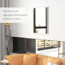 Specchio da Bagno a Parete Rettangolare 70x90 cm con Ganci in Vetro e MDF Bianco      