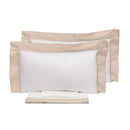 Set Lenzuola Matrimoniale Sopra Sotto e Federe Bordi in Raso Garrini Eveline Avorio/Beige