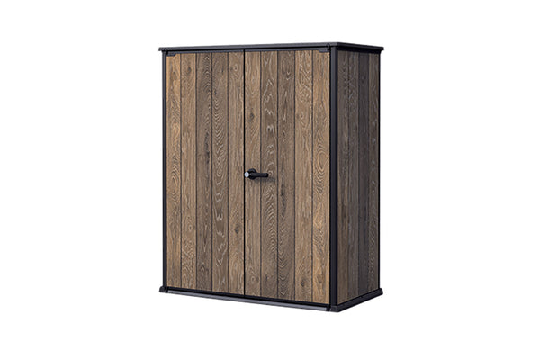 online Armadio Porta Attrezzi da Esterno 1400L Keter Signature Vertical Shed in Resina Effetto Legno Noce