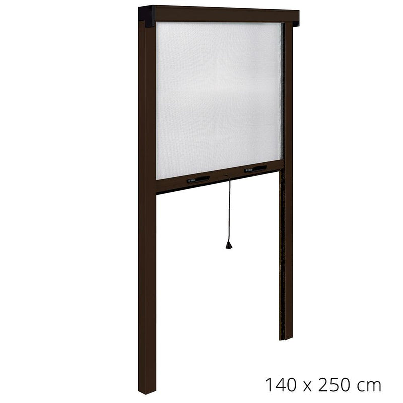 Zanzariera Avvolgibile Marrone per Porta e Finestra a Molla 140X250Cm