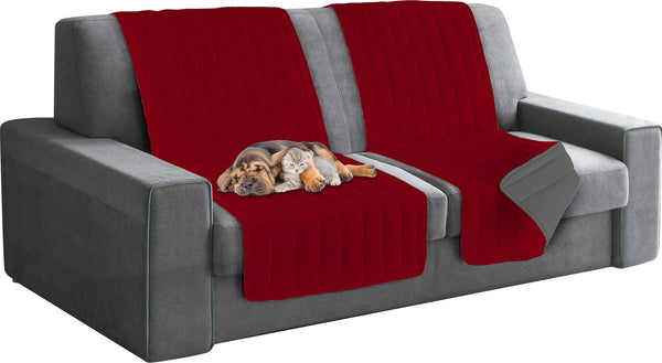 prezzo Housse de canapé matelassée double face 60x190 cm bordeaux/gris foncé