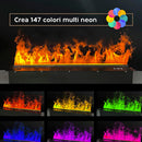 Camino Elettrico a Vapore Acqueo con Fiamme 3D con Bruciatore a Incasso 125x22,7x17,8 cm VAPOR3D125 Telecomando e APP in Acciaio e Alluminio Nero