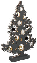 Albero di Natale in Legno 50 cm con Led e Palline Antracite