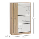 Scarpiera con 3 Ante a Ribalta 1Cassetto 1 Armadietto 84x30x132 cm in  Legno truciolare Rovere/Bianco