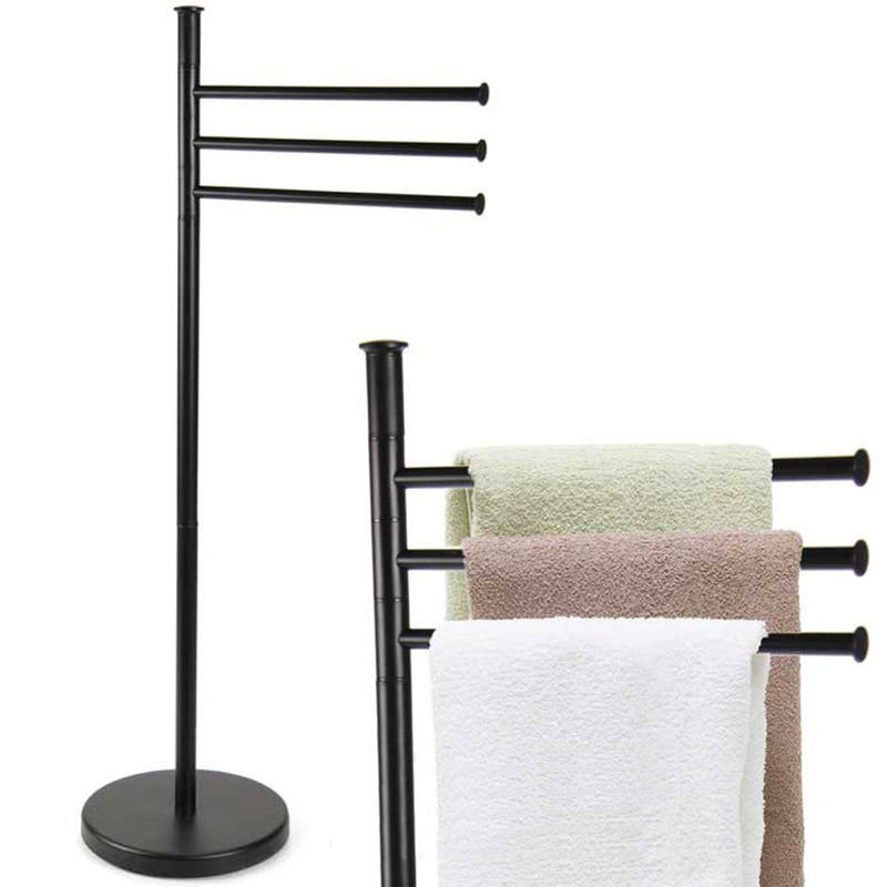 Piantana Portasciugamani Parigi da Bagno 3 Bracci in Metallo Nero 20 x 83 cm