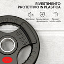 Set Dischi Pesi Palestra 2x5kg Foro 5 cm in Acciaio Rivestiti in Plastica Nero      