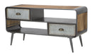 Porta Tv Illinois 120,5x40x61 cm in Ferro e Legno di Abete Grigio e Grigio e Naturale