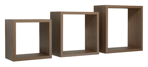 sconto Set 3 Mensole da Parete Cubo in Fibra di Legno Incubo Rovere Tabacco