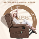 Poltrona Relax Massaggiante 97x92X104 cm Reclinabile e Riscaldante con 8 Punti Massaggianti Marrone  
