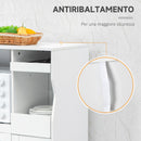 Credenza Salvaspazio con 2 Armadietti e 2 Ripiani Estraibili 84x39x109 cm in Legno Bianco  