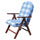 Fauteuil 4 positions en hêtre avec coussin en coton bleu 61x75x110 h cm