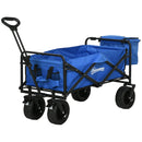 Carrello da Giardino 110L con Maniglia Telescopica e Borsa Termica  in Acciaio e Tessuto Blu