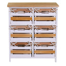Cassettiera 6 Cassetti in Legno 58x30x66cm Matilda Noce Chiaro e Bianca