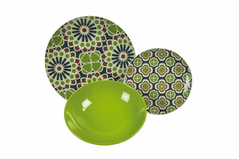 Servizio Piatti 18 Pezzi in Porcellana e Gres 6 Posti in 3 Diversi Decori Villa d'Este Home Tivoli Agadir