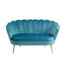 Divano salotto 122x73x78 cm 2 Posti in Velluto Seduta a Conchiglia Lola Blu