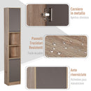 Mobile a Colonna per Bagno in Legno 30x24x170 cm  Grigio e Rovere
